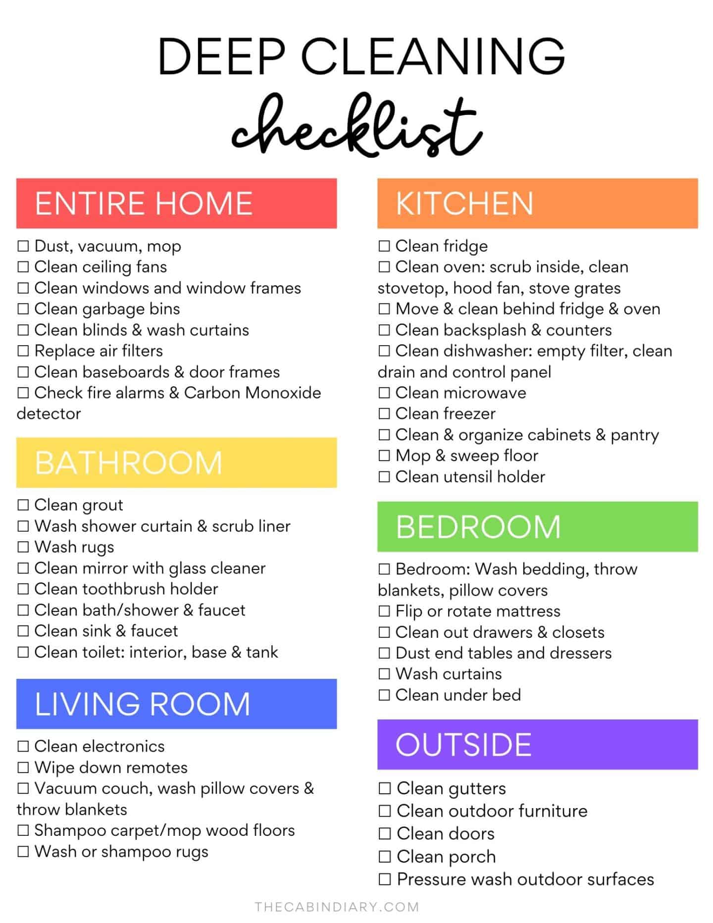Moving Out Cleaning Checklist