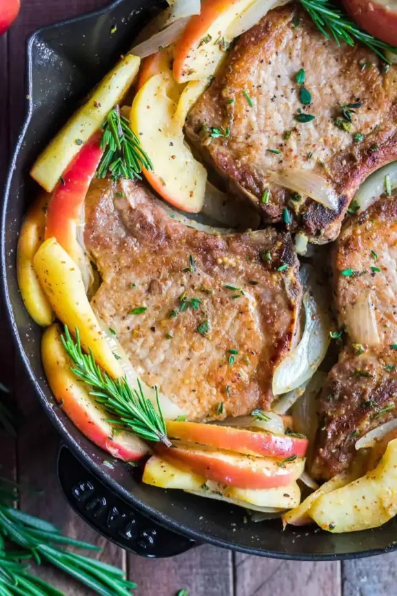 Skillet Pork Chops with Apples | 30 Minute Recipe! Easy Dinner Idea