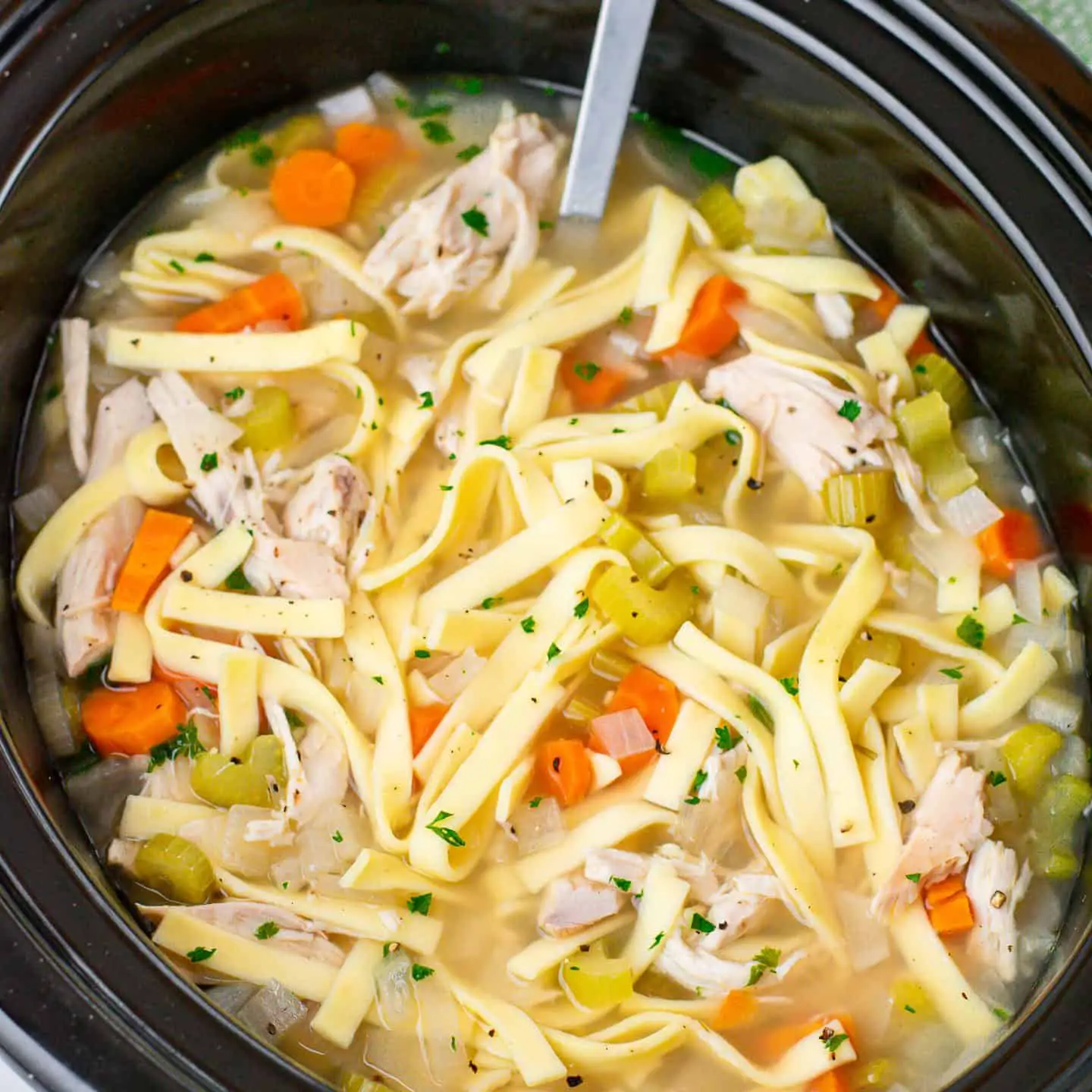 Easy Crockpot Chicken Noodle Soup | Grandma's Classic Recipe!