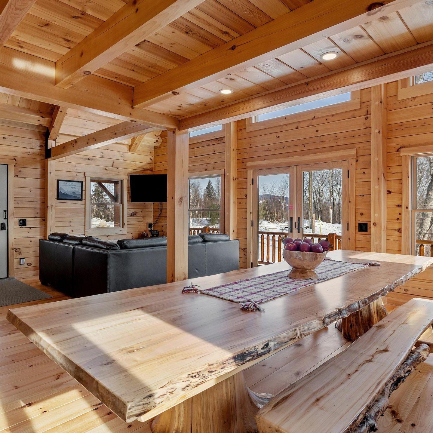 log cabin dining room